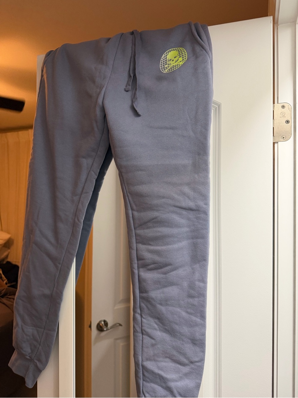 soulcycle Lavender Track Joggers with Neon Yellow Logo